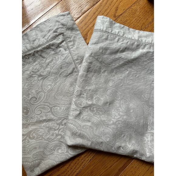 2 Ralph Lauren Pillow Sham Ruffles Textured Jacquard Floral paisley gray set - Picture 16 of 16